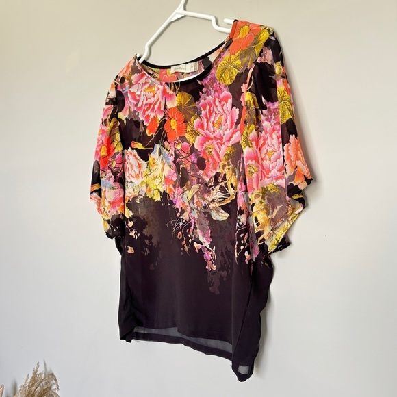 Costa Blanca Women's XS Blouse Semi Sheer Floral Romantic‎ Feminine Whimsical - Picture 2 of 9